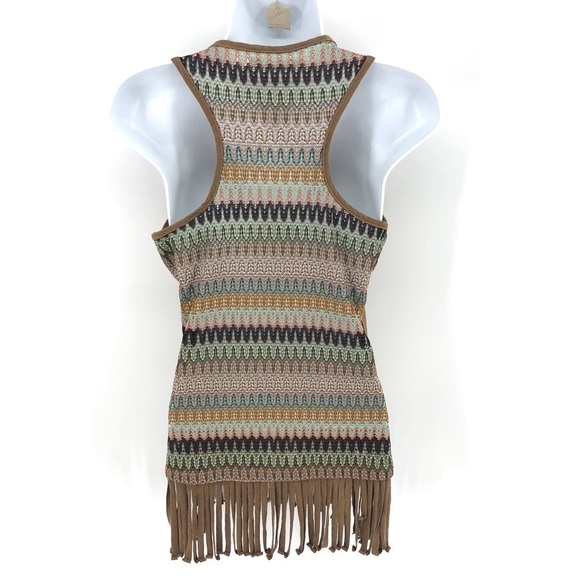 Maurices Fringe Boho Elephant Tribal Tank Top Shirt Safari Brown Size XS - Picture 4 of 9